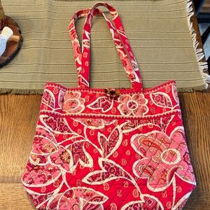 Vera Bradley Quilted Paisley Tote in Pink & Red
